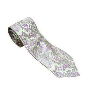 Ted Baker London Archive Paisley 100% Silk Tie Pistachio Green Purple Floral
